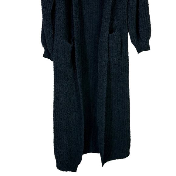 NWT Hers & Mine Duster Cardigan Womens M Black Open Front Chore Pockets Longline - Picture 4 of 6